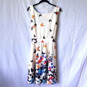 OWIN Cream and Butterfly Design Dress